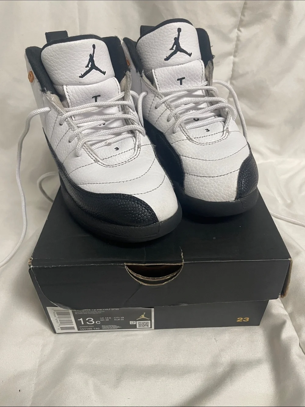 Jordan White and Black Toddler Basketball Sneakers - Picture 1 of 6